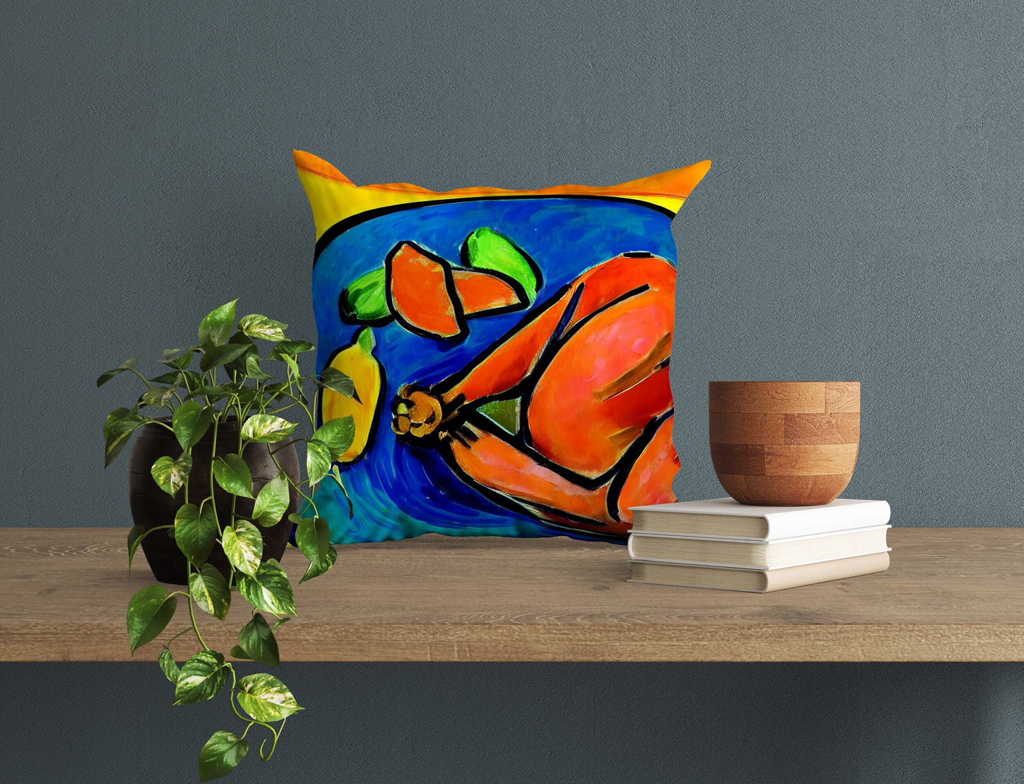 Thanksgiving Roast Turkey Original Art Throw Pillow, Abstract Art Pillow, Artist Pillow, Colorful Pillow Case, Watercolor Pillow Cases