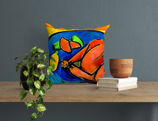 Thanksgiving Roast Turkey Original Art Throw Pillow, Abstract Art Pillow, Artist Pillow, Colorful Pillow Case, Watercolor Pillow Cases