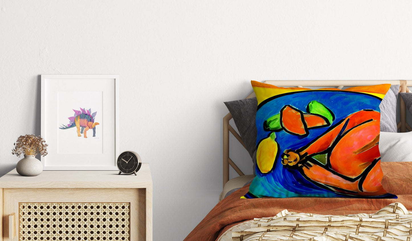 Thanksgiving Roast Turkey Original Art Throw Pillow, Abstract Art Pillow, Artist Pillow, Colorful Pillow Case, Watercolor Pillow Cases
