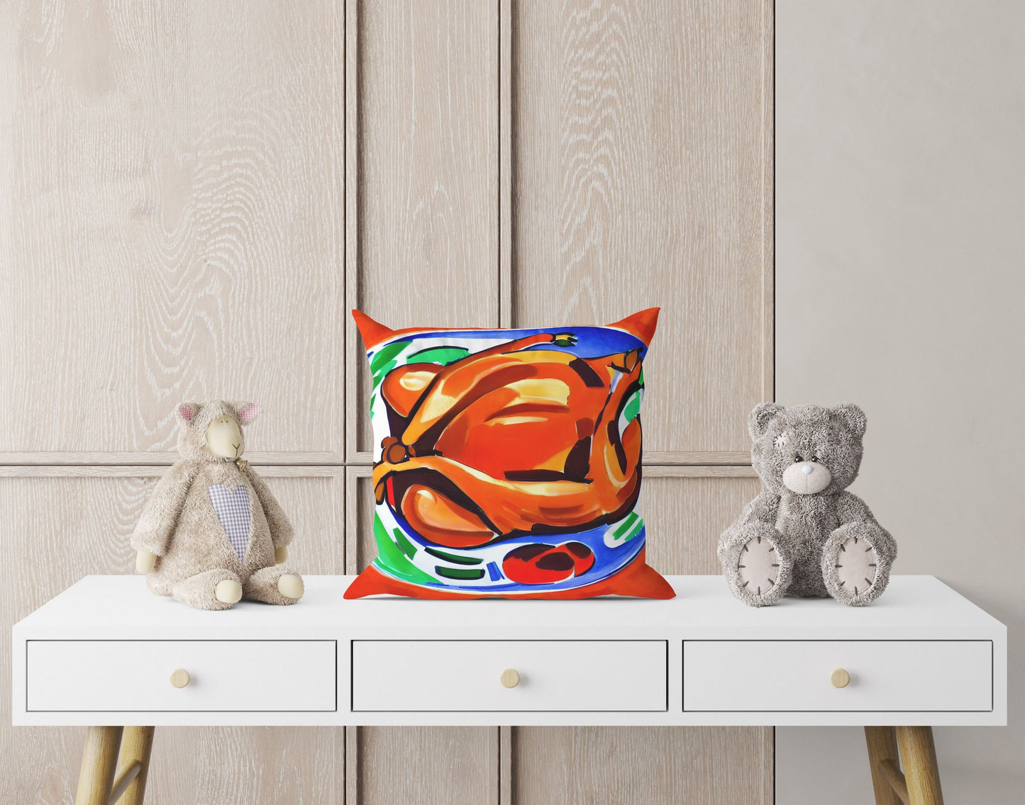 Thanksgiving Roast Turkey Original Art Toss Pillow, Abstract Pillow Case, Original Art Pillow, Colorful Pillow Case, Watercolor Pillow Cases