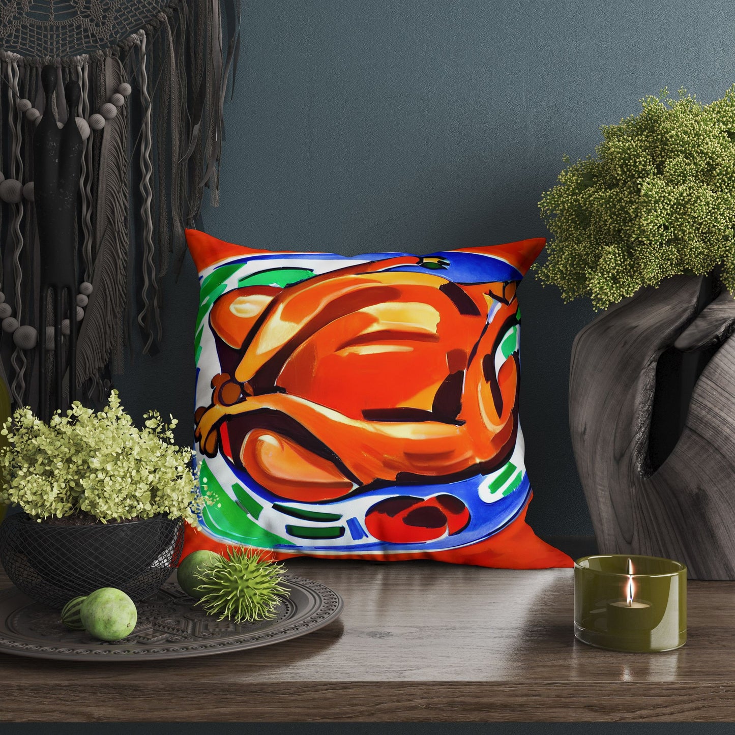 Thanksgiving Roast Turkey Original Art Toss Pillow, Abstract Pillow Case, Original Art Pillow, Colorful Pillow Case, Watercolor Pillow Cases