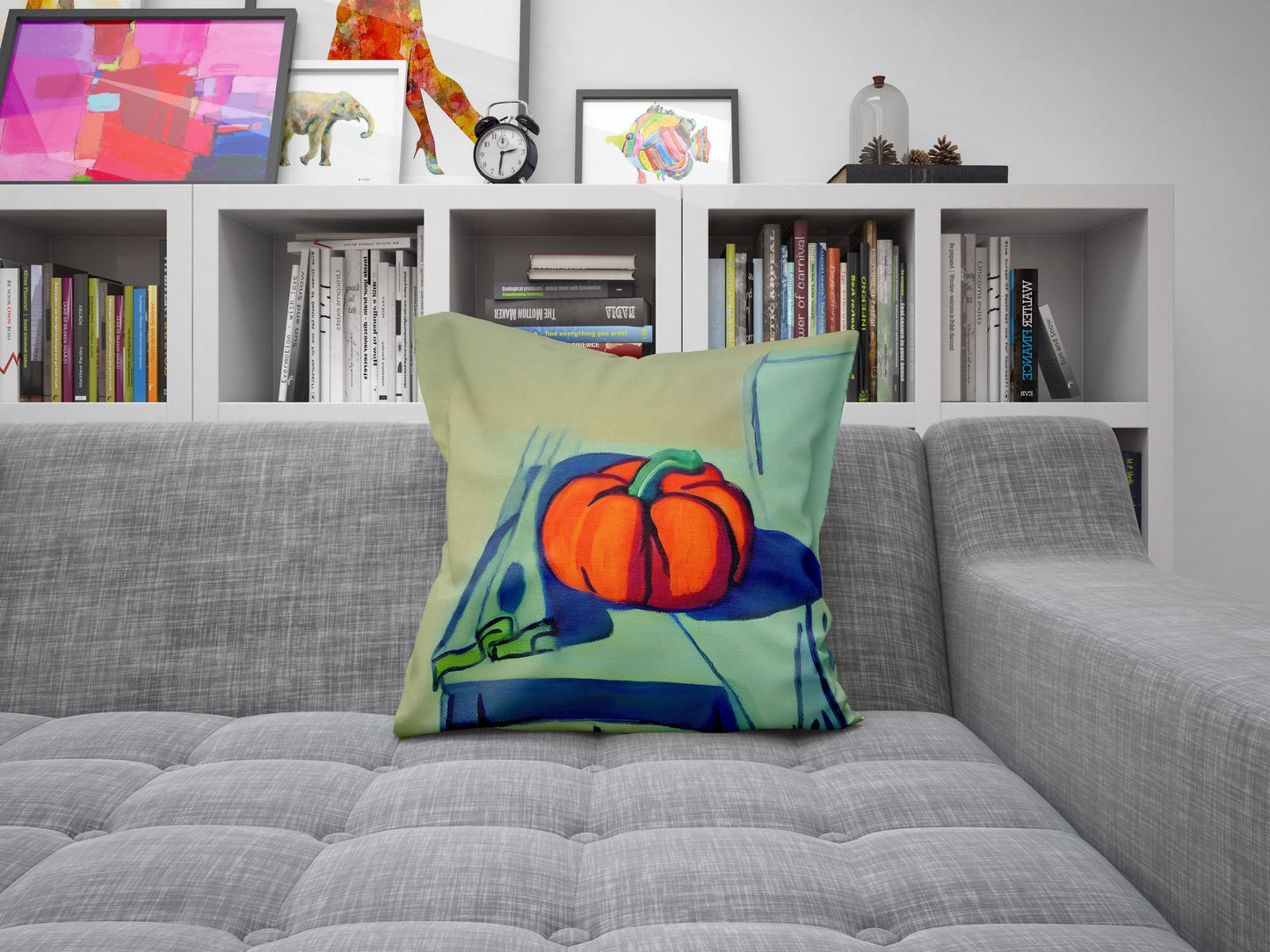 Pumpkin Halloween Original Art Pillow Case, Abstract Throw Pillow Cover, Designer Pillow, Colorful Pillow Case, Watercolor Pillow Cases