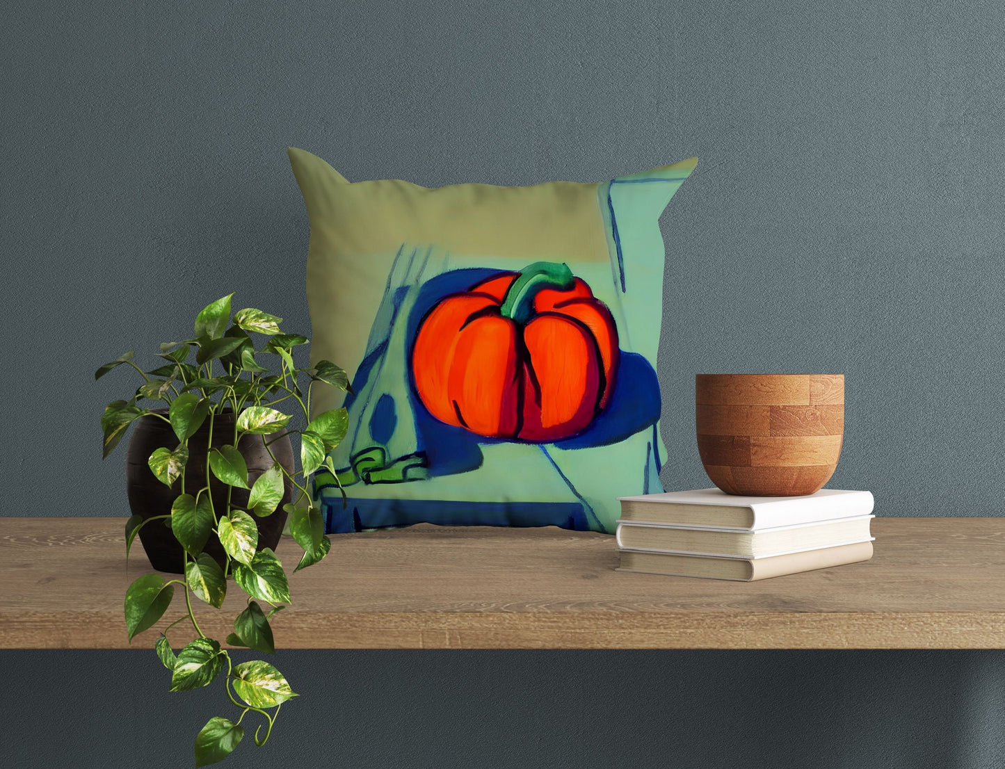 Pumpkin Halloween Original Art Pillow Case, Abstract Throw Pillow Cover, Designer Pillow, Colorful Pillow Case, Watercolor Pillow Cases