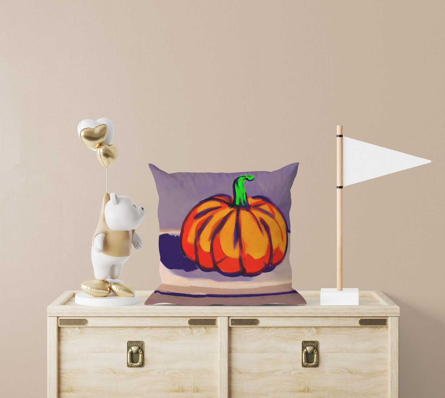 Pumpkin Halloween Original Art Pillow Case, Abstract Throw Pillow Cover, Watercolor Pillow Cases, Large Pillow Cases, Home Decor Pillow