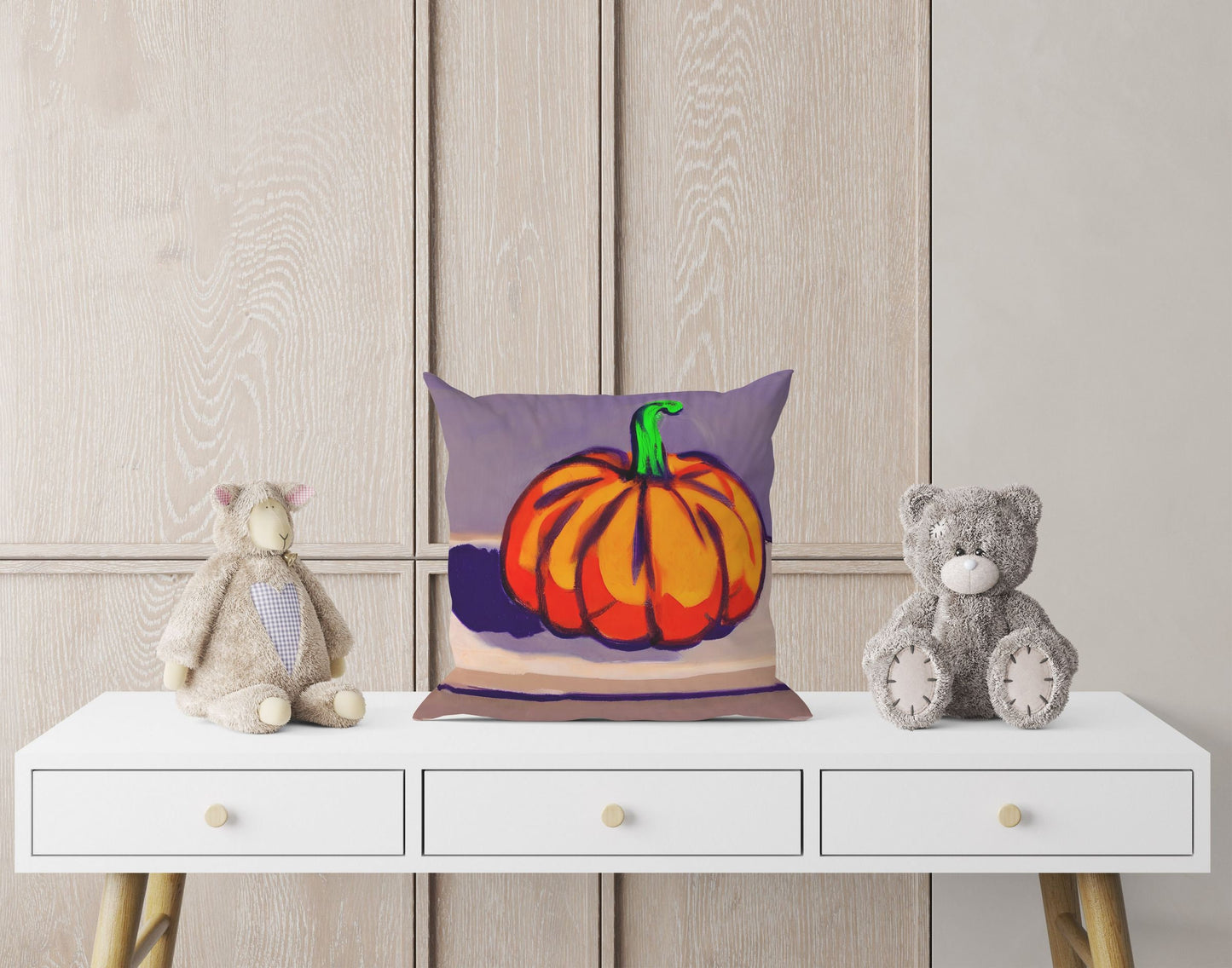 Pumpkin Halloween Original Art Pillow Case, Abstract Throw Pillow Cover, Watercolor Pillow Cases, Large Pillow Cases, Home Decor Pillow