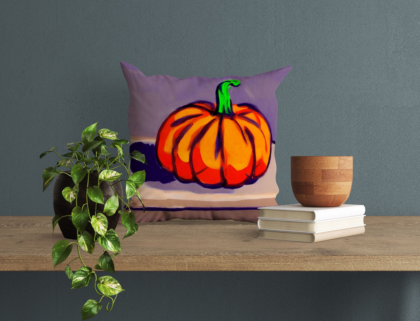 Pumpkin Halloween Original Art Pillow Case, Abstract Throw Pillow Cover, Watercolor Pillow Cases, Large Pillow Cases, Home Decor Pillow
