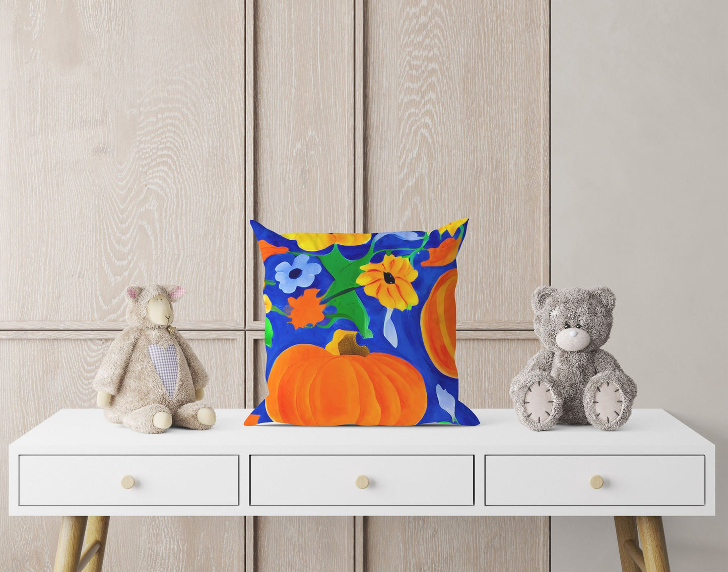 Pumpkins Halloween Original Art Throw Pillow, Abstract Pillow, Original Art Pillow, Colorful Pillow Case, Home Decor Pillow, Sofa Pillows