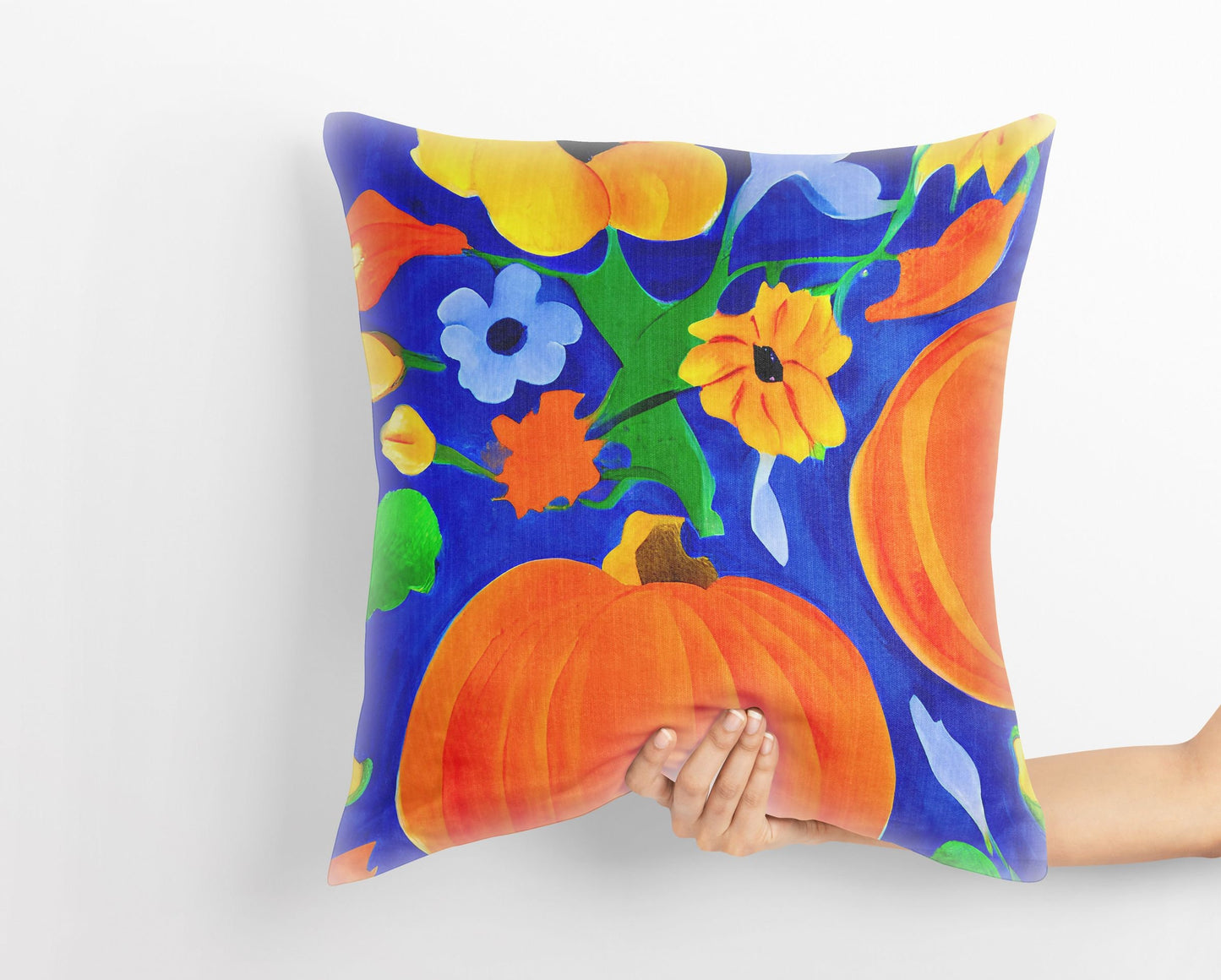 Pumpkins Halloween Original Art Throw Pillow, Abstract Pillow, Original Art Pillow, Colorful Pillow Case, Home Decor Pillow, Sofa Pillows