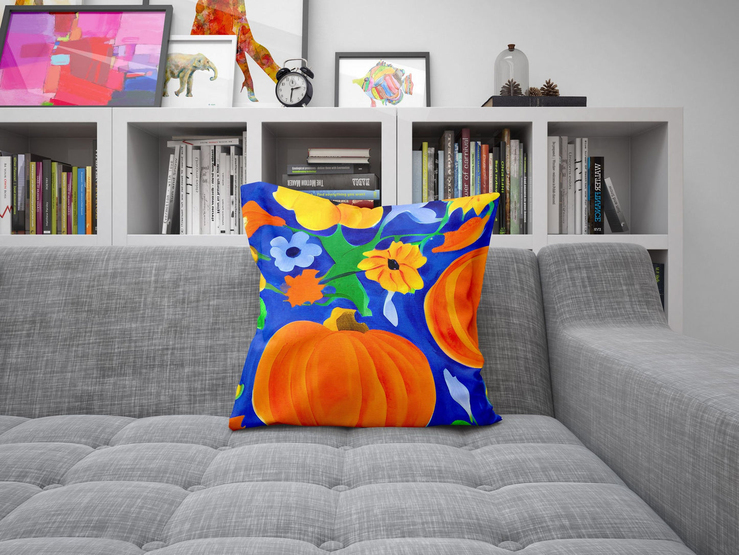 Pumpkins Halloween Original Art Throw Pillow, Abstract Pillow, Original Art Pillow, Colorful Pillow Case, Home Decor Pillow, Sofa Pillows