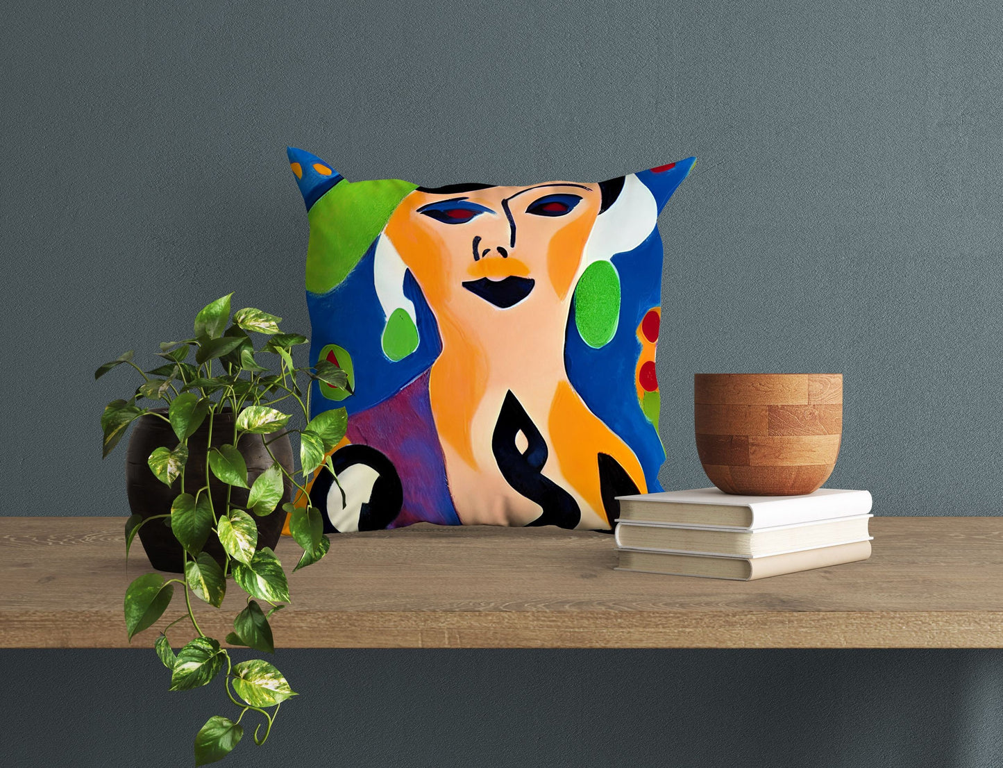 Abstract Girl Decorative Pillow, Abstract Art Pillow, Original Art Pillow, Colorful Pillow Case, Fashion, Large Pillow Cases, Nursery