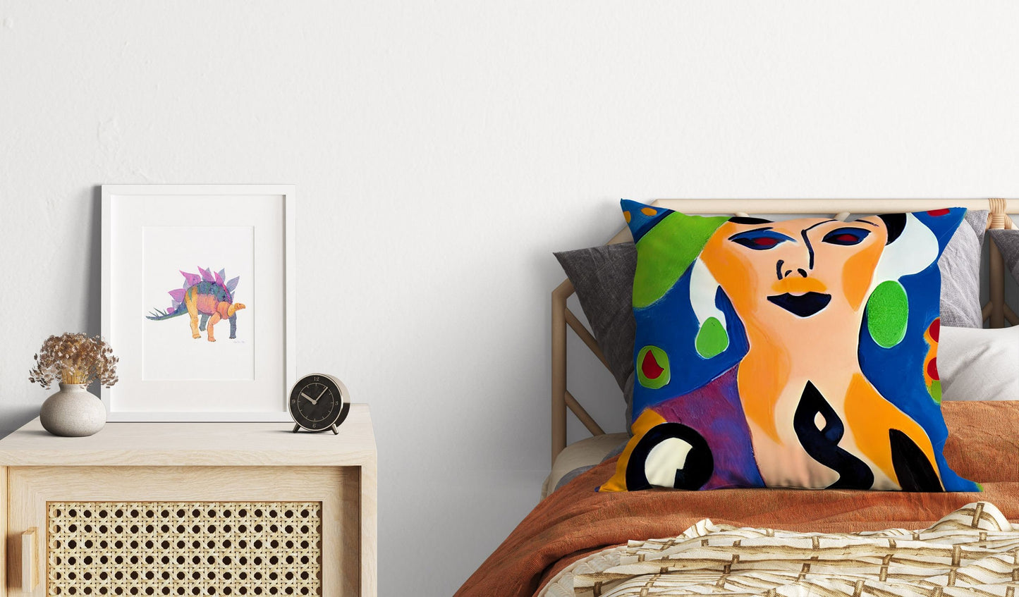 Abstract Girl Decorative Pillow, Abstract Art Pillow, Original Art Pillow, Colorful Pillow Case, Fashion, Large Pillow Cases, Nursery