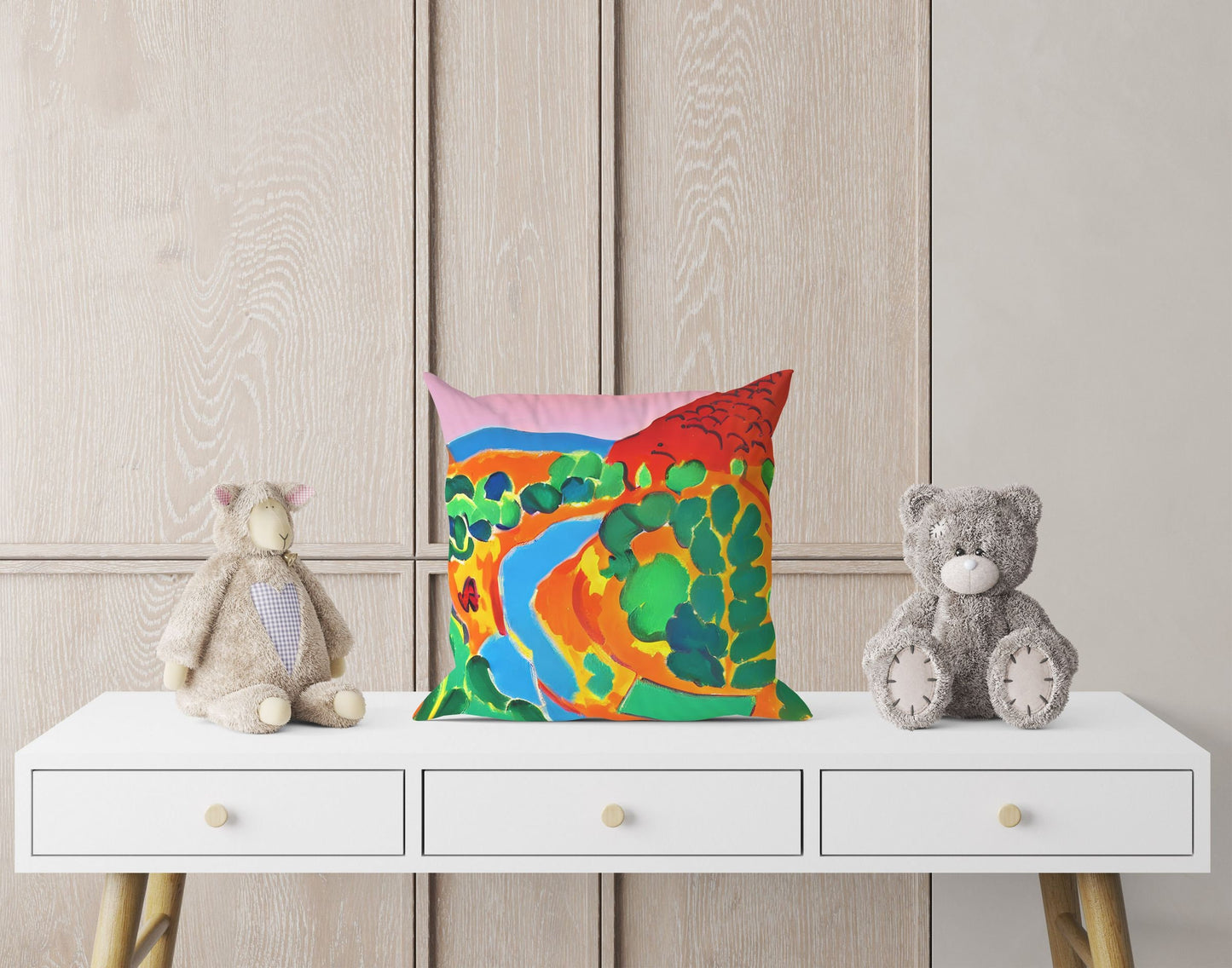 Abstract Landscape Toss Pillow, Abstract Pillow Case, Art Pillow, Colorful Pillow Case, Watercolor Pillow Cases, Square Pillow, Home Decor