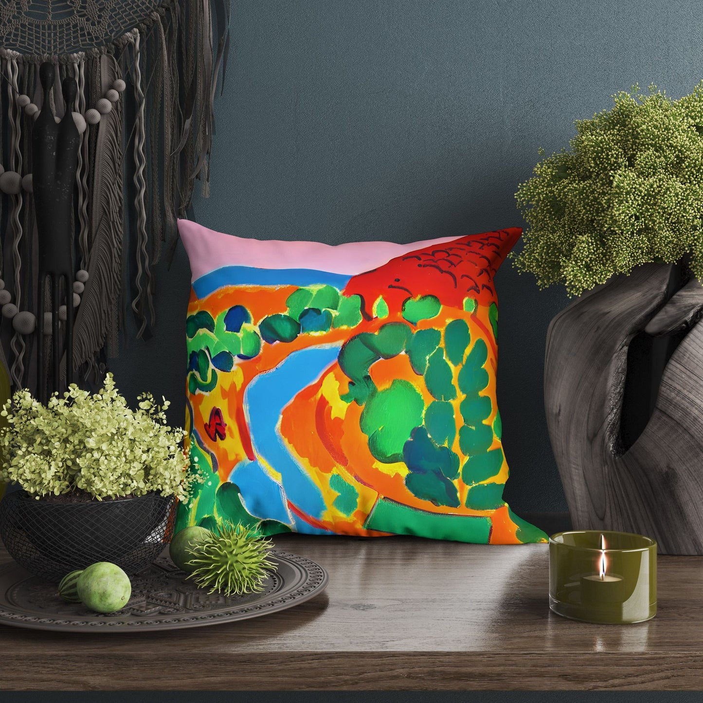 Abstract Landscape Toss Pillow, Abstract Pillow Case, Art Pillow, Colorful Pillow Case, Watercolor Pillow Cases, Square Pillow, Home Decor