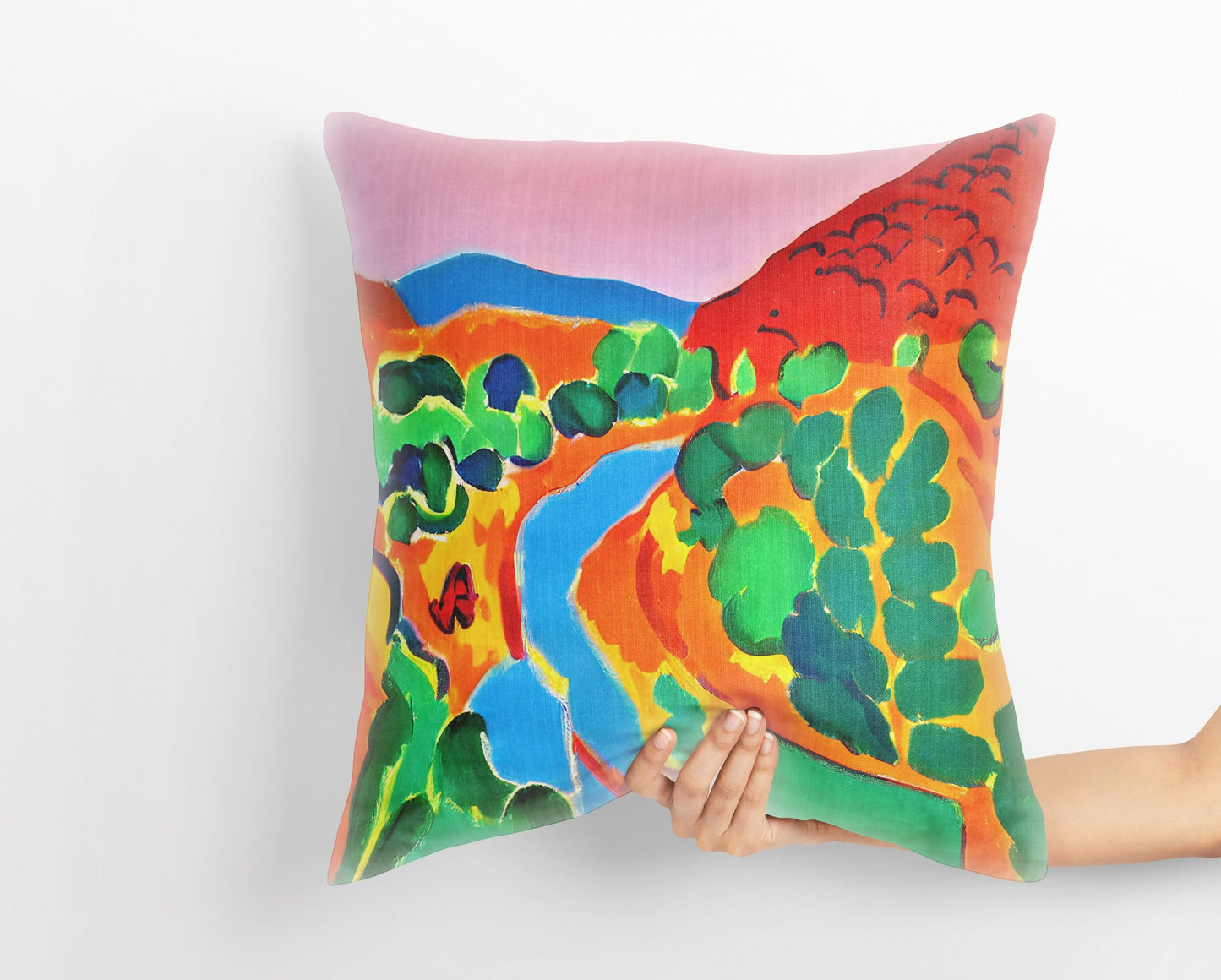 Abstract Landscape Toss Pillow, Abstract Pillow Case, Art Pillow, Colorful Pillow Case, Watercolor Pillow Cases, Square Pillow, Home Decor