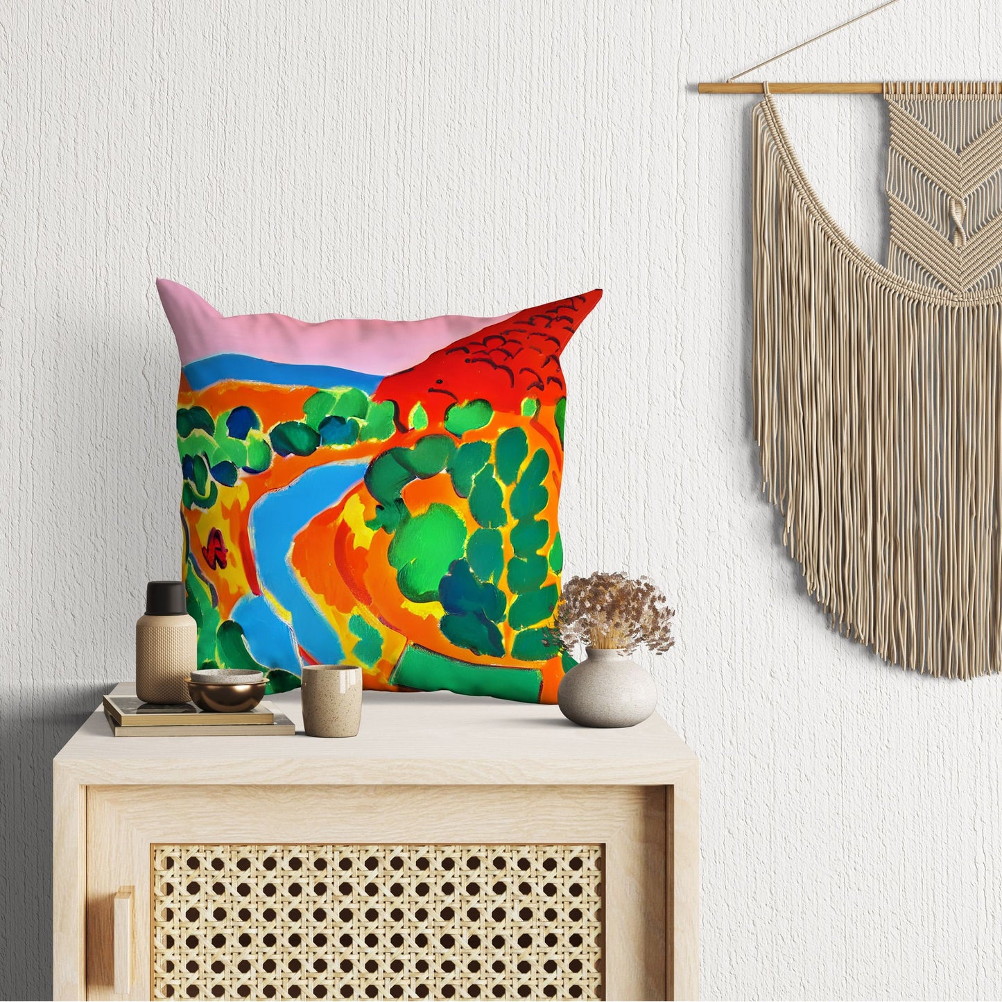 Abstract Landscape Toss Pillow, Abstract Pillow Case, Art Pillow, Colorful Pillow Case, Watercolor Pillow Cases, Square Pillow, Home Decor