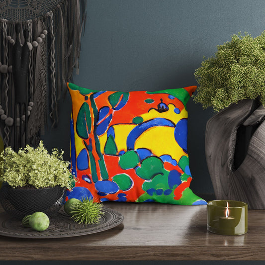Abstract Landscape Throw Pillow, Abstract Throw Pillow, Soft Pillow Cases, Colorful Pillow Case, Farmhouse Pillow, Sofa Pillows