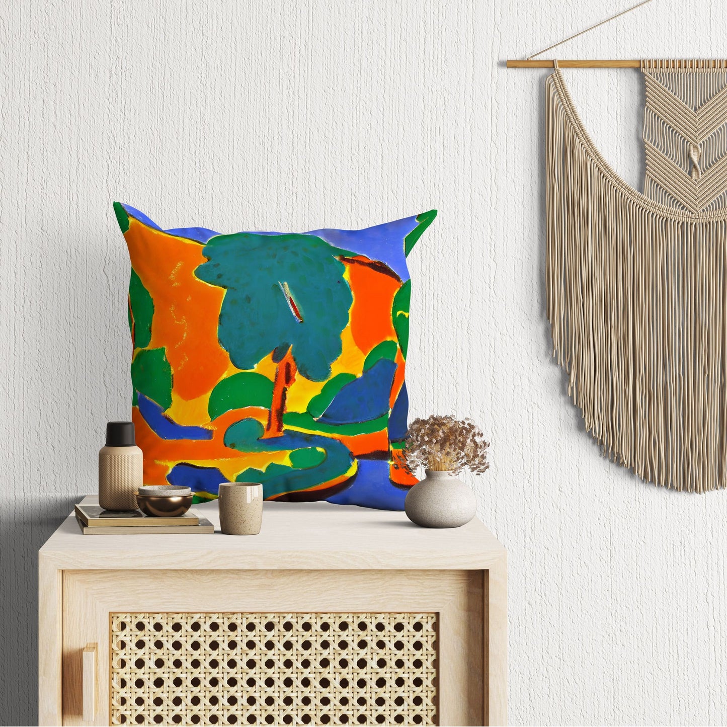 Abstract Landscape Throw Pillow, Abstract Throw Pillow, Soft Pillow Cases, Colorful Pillow Case, Farmhouse Pillow, Sofa Pillows
