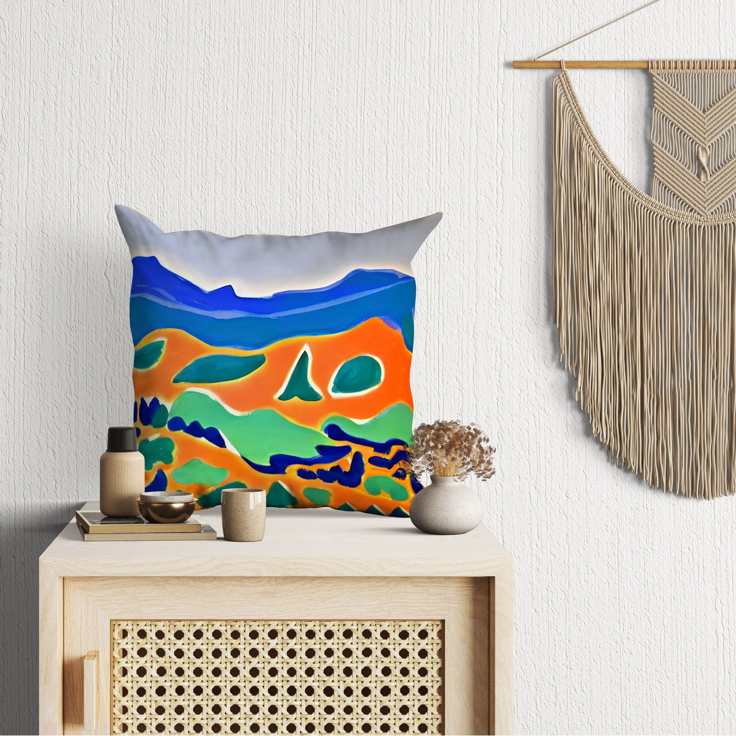 Abstract Landscape Tapestry Pillows, Abstract Pillow Case, Artist Pillow, Colorful Pillow Case, Watercolor Pillow Cases, 20X20 Pillow Cover