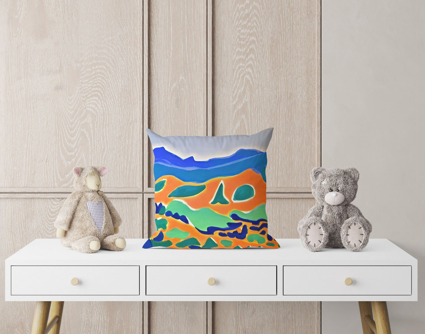 Abstract Landscape Tapestry Pillows, Abstract Pillow Case, Artist Pillow, Colorful Pillow Case, Watercolor Pillow Cases, 20X20 Pillow Cover