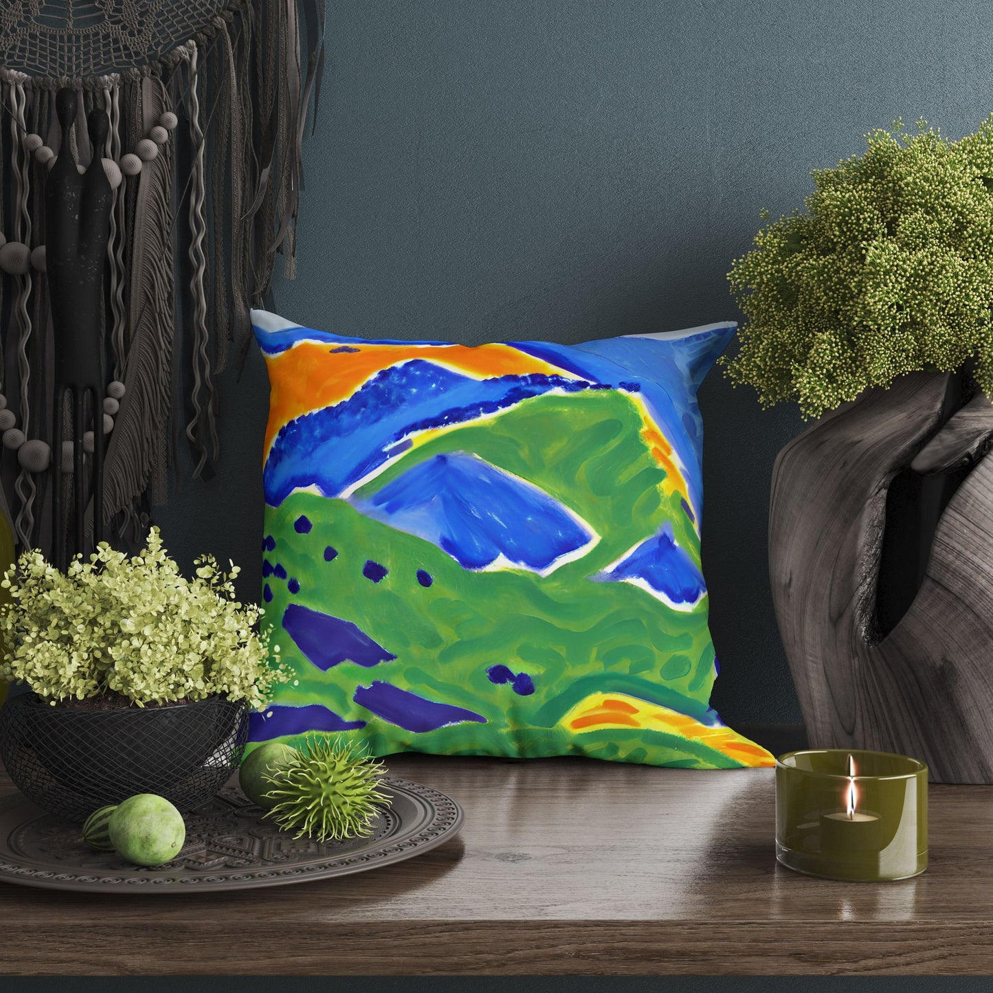 Abstract Landscape With Hills Tapestry Pillows, Abstract Art Pillow, Art Pillow, Large Pillow Cases, Christmas Pillow, Abstract Decor