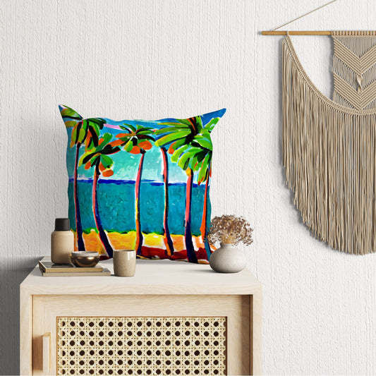 Coconut Trees On The Beach Tapestry Pillows, Abstract Throw Pillow, Soft Pillow Large Pillow Cases, Christmas Pillow Covers, Sofa Pillows