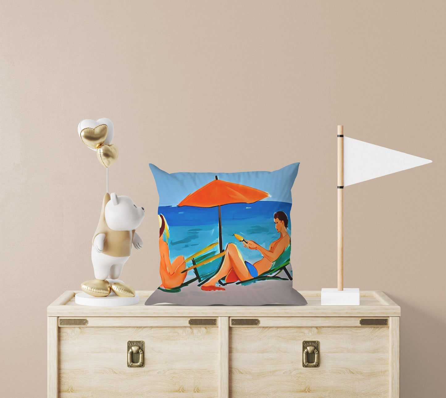 Girls Sunbathing By The Sea Decorative Pillow, Abstract Throw Pillow, Designer Pillow, Colorful Pillow Case, Watercolor Pillow Cases