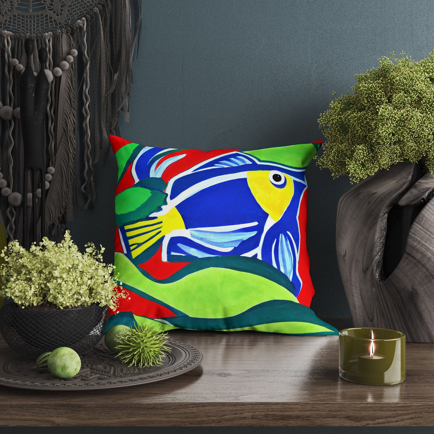 Tropical Fish Throw Pillow Cover, Abstract Art Pillow, Soft Pillow Cases, Colorful Pillow Case, Christmas Pillow Covers, Indoor Pillow Cases