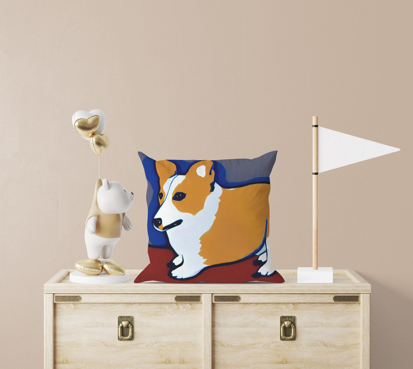 Corgi Dog Original Art Toss Pillow, Abstract Throw Pillow Cover, Artist Pillow, Colorful Pillow Case, Home Decor Pillow, Holiday Gift