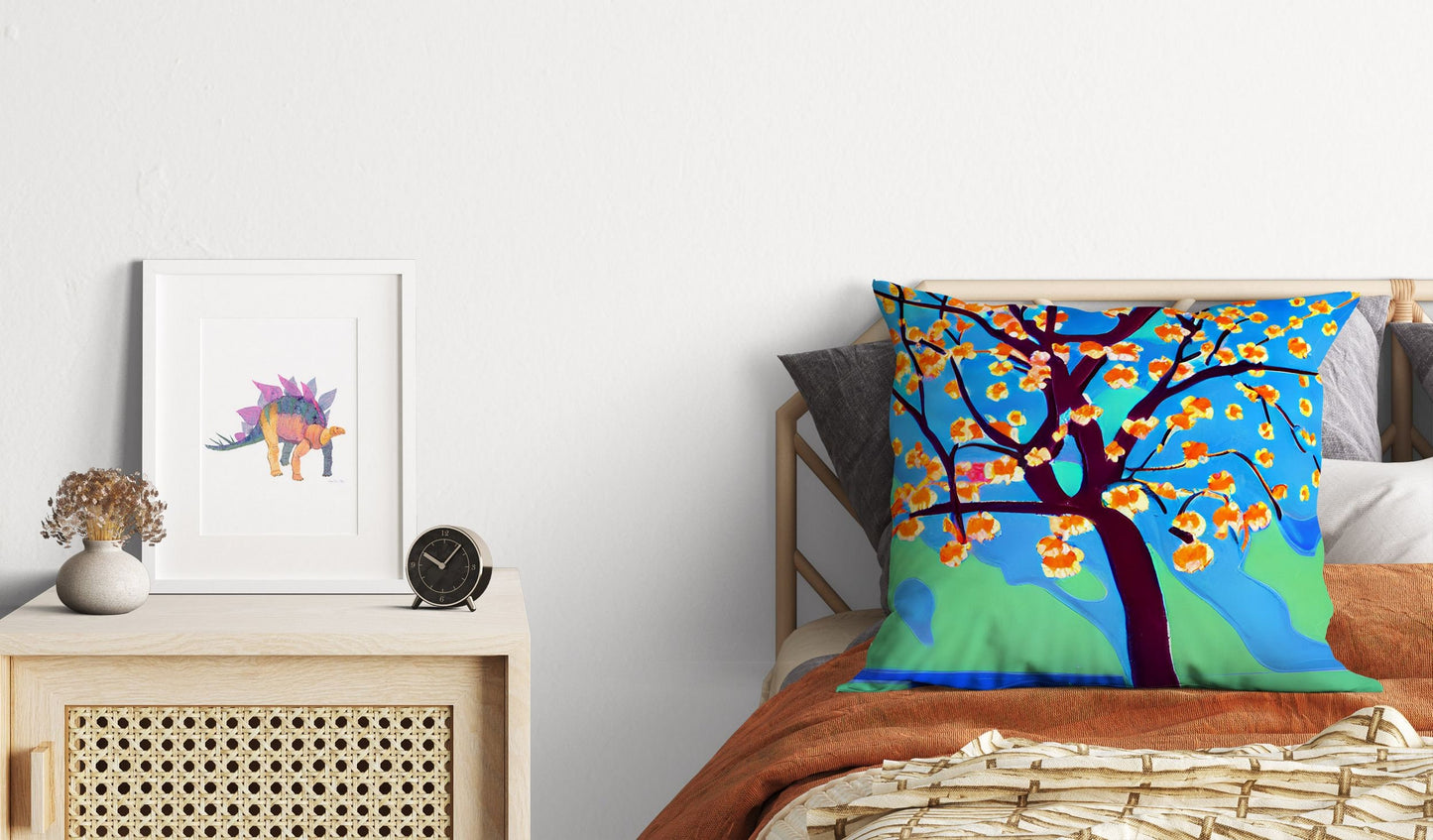 Flowering Tree Pillow Case, Abstract Art Pillow, Soft Pillow Cases, Colorful Pillow Case, Home Decor Pillow, Abstract Decor
