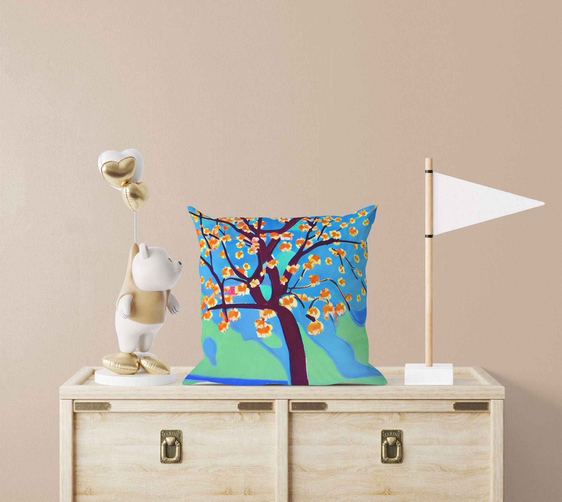 Flowering Tree Pillow Case, Abstract Art Pillow, Soft Pillow Cases, Colorful Pillow Case, Home Decor Pillow, Abstract Decor