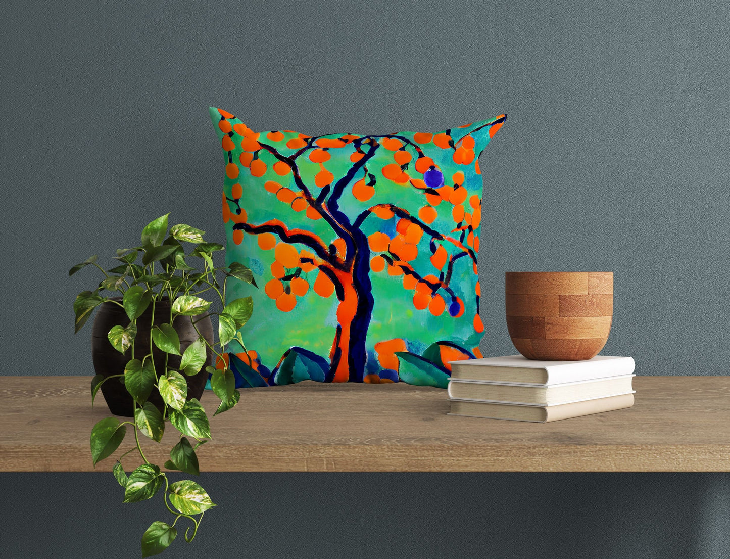 Tree Full Of Fruit Throw Pillow, Abstract Throw Pillow Cover, Designer Pillow, Colorful Pillow Case, Nursery Pillows, Sofa Pillows