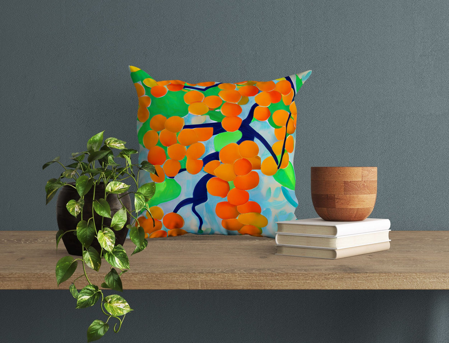 Tree Full Of Fruit Decorative Pillow, Abstract Throw Pillow Cover, Original Art Pillow, Colorful Pillow Case Home Decor Pillow, Sofa Pillows