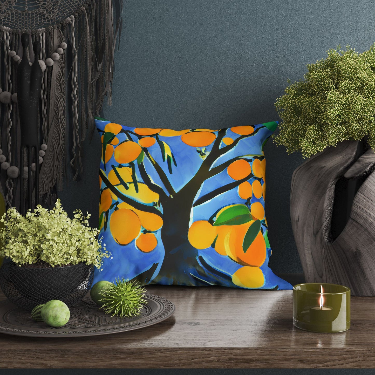 Tree Full Of Fruit Decorative Pillow, Abstract Throw Pillow, Contemporary Pillow, Large Pillow Cases, Christmas Pillow, Sofa Pillows