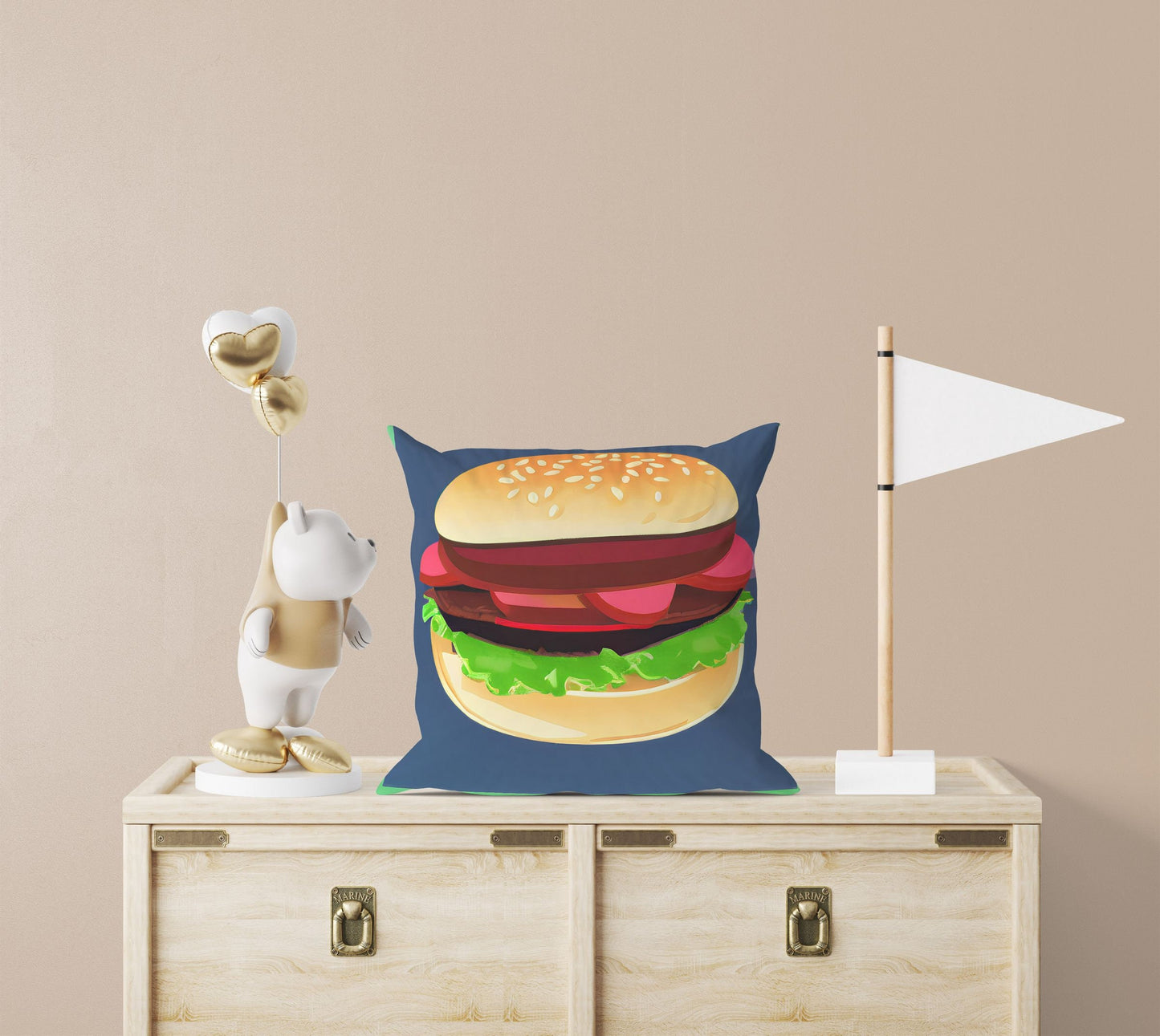 Hamburger Decorative Pillow, Abstract Throw Pillow Cover, Soft Pillow Cases, Beautiful Pillow, Home And Living, Sofa Pillows