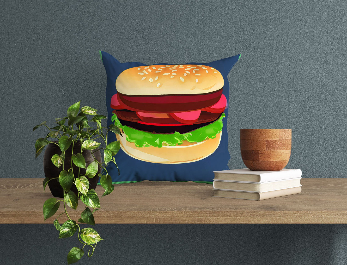 Hamburger Decorative Pillow, Abstract Throw Pillow Cover, Soft Pillow Cases, Beautiful Pillow, Home And Living, Sofa Pillows