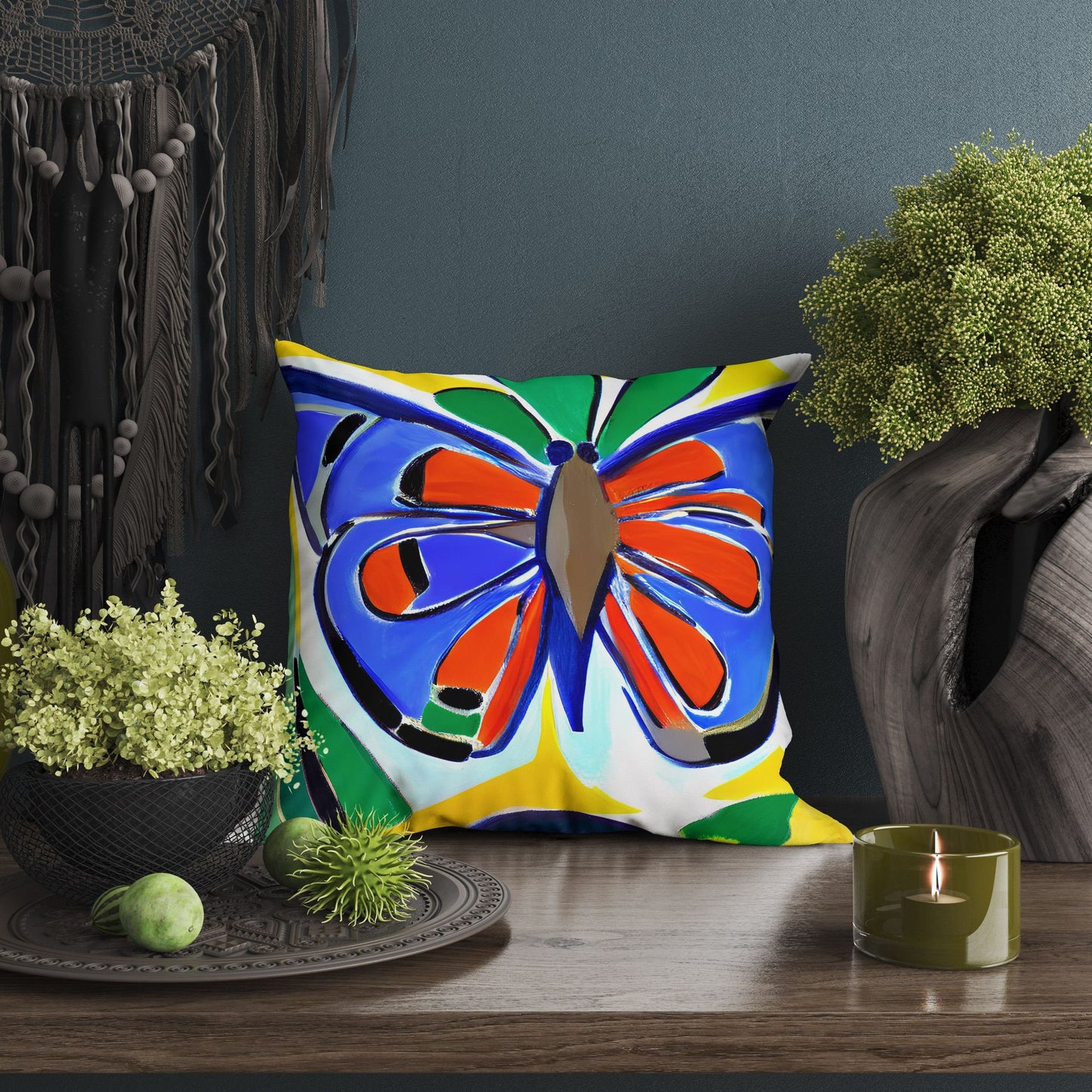 Butterfly Toss Pillow, Abstract Throw Pillow, Soft Pillow Cases, Colorful Pillow Case, Watercolor Pillow Cases, Square Pillow