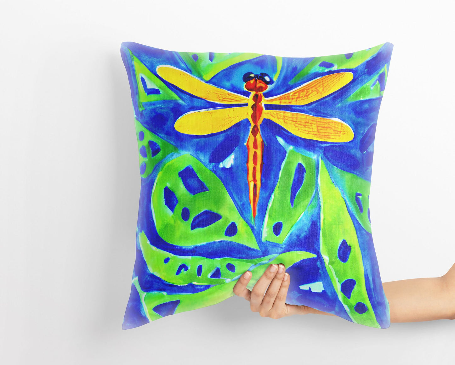 Dragonfly Tapestry Pillows, Bee Pillow Cover, Artist Pillow, Colorful Pillow Case, Watercolor Pillow Cases, 18 X 18 Pillow Covers