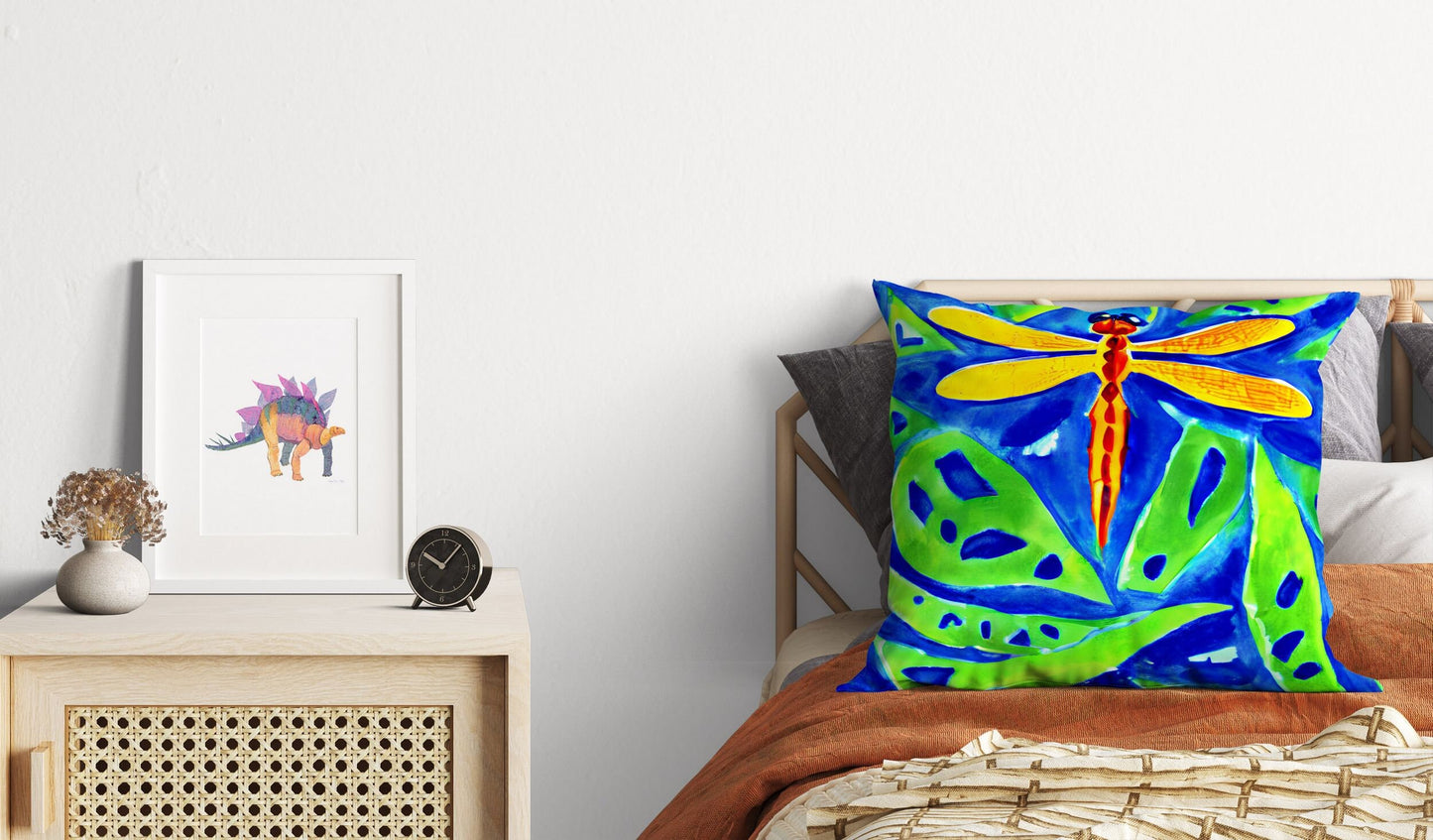 Dragonfly Tapestry Pillows, Bee Pillow Cover, Artist Pillow, Colorful Pillow Case, Watercolor Pillow Cases, 18 X 18 Pillow Covers