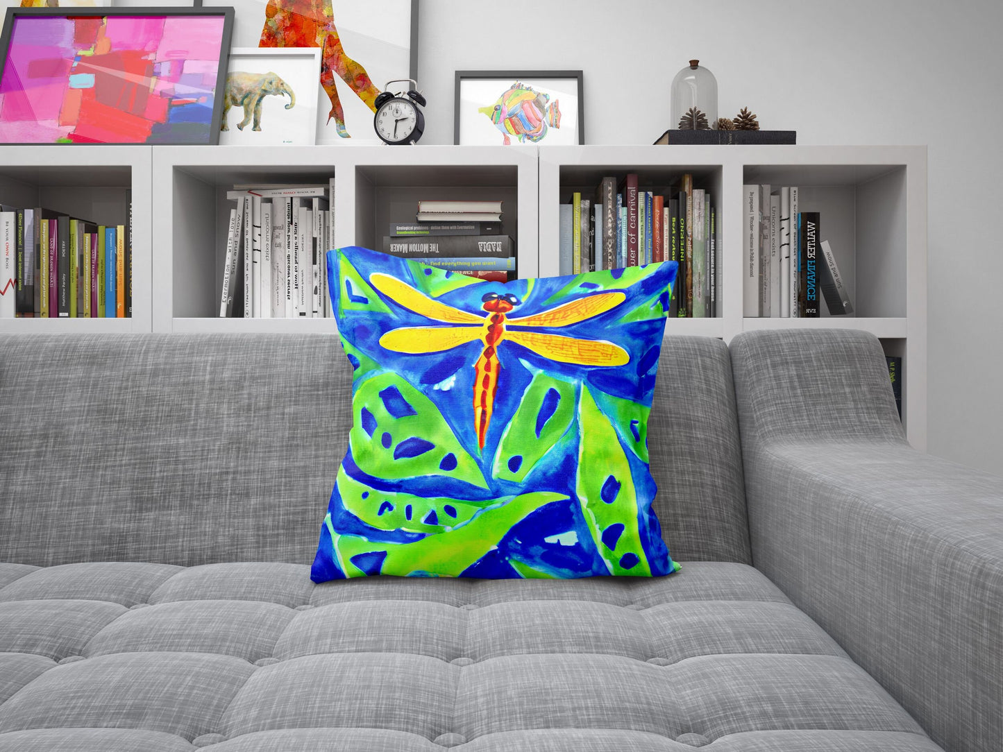 Dragonfly Tapestry Pillows, Bee Pillow Cover, Artist Pillow, Colorful Pillow Case, Watercolor Pillow Cases, 18 X 18 Pillow Covers