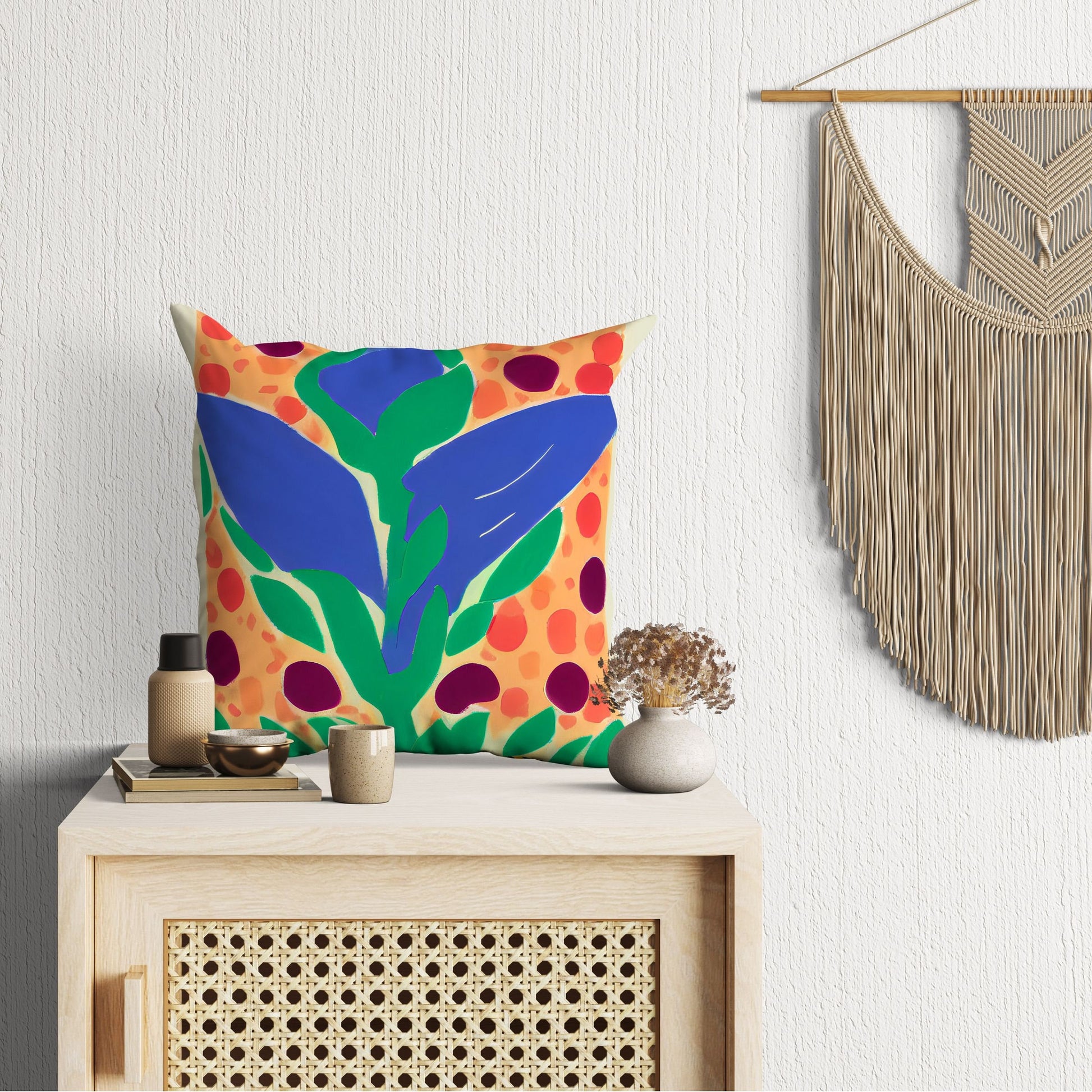 A Grass Tapestry Pillows, Floral Pillow Cases, Artist Pillow, Colorful Pillow Case, Watercolor Pillow Cases, Square Pillow, Playroom Decor