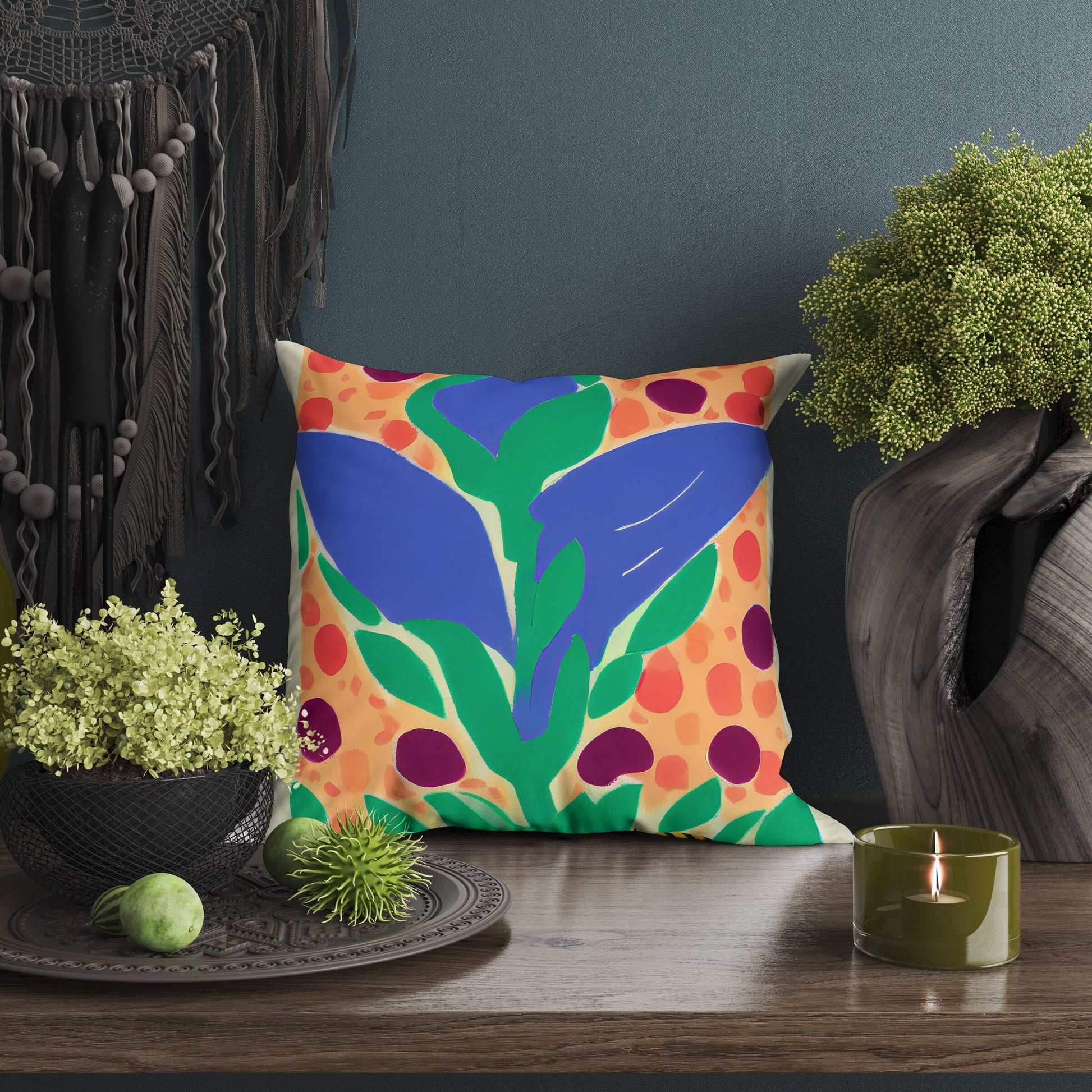 A Grass Tapestry Pillows, Floral Pillow Cases, Artist Pillow, Colorful Pillow Case, Watercolor Pillow Cases, Square Pillow, Playroom Decor