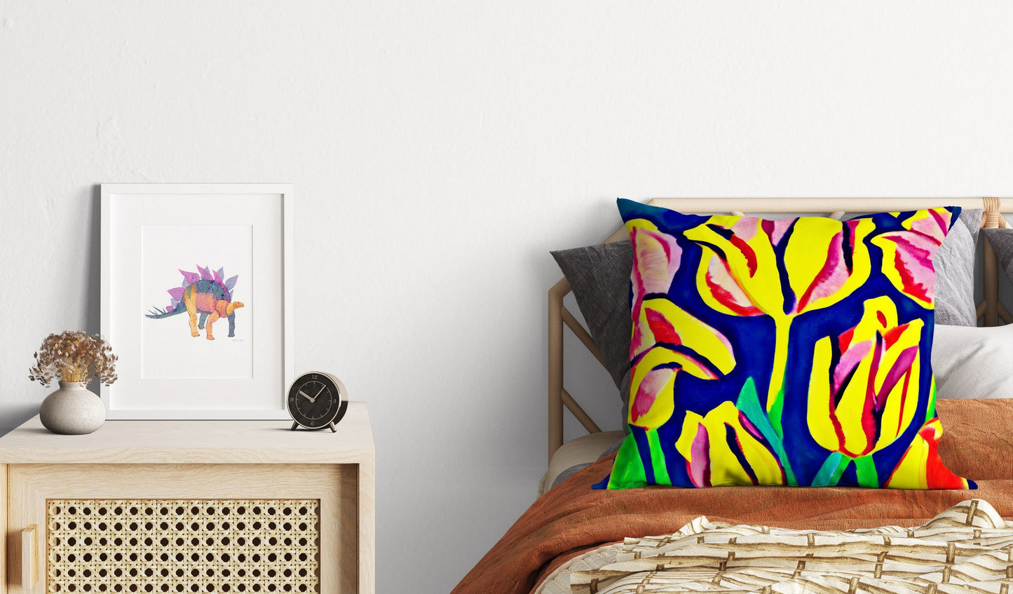 Tulips Throw Pillow, Floral Pillow, Comfortable, Colorful Pillow Case, Watercolor Pillow Case, Square Pillow, Christmas Pillow, Sofa Pillows