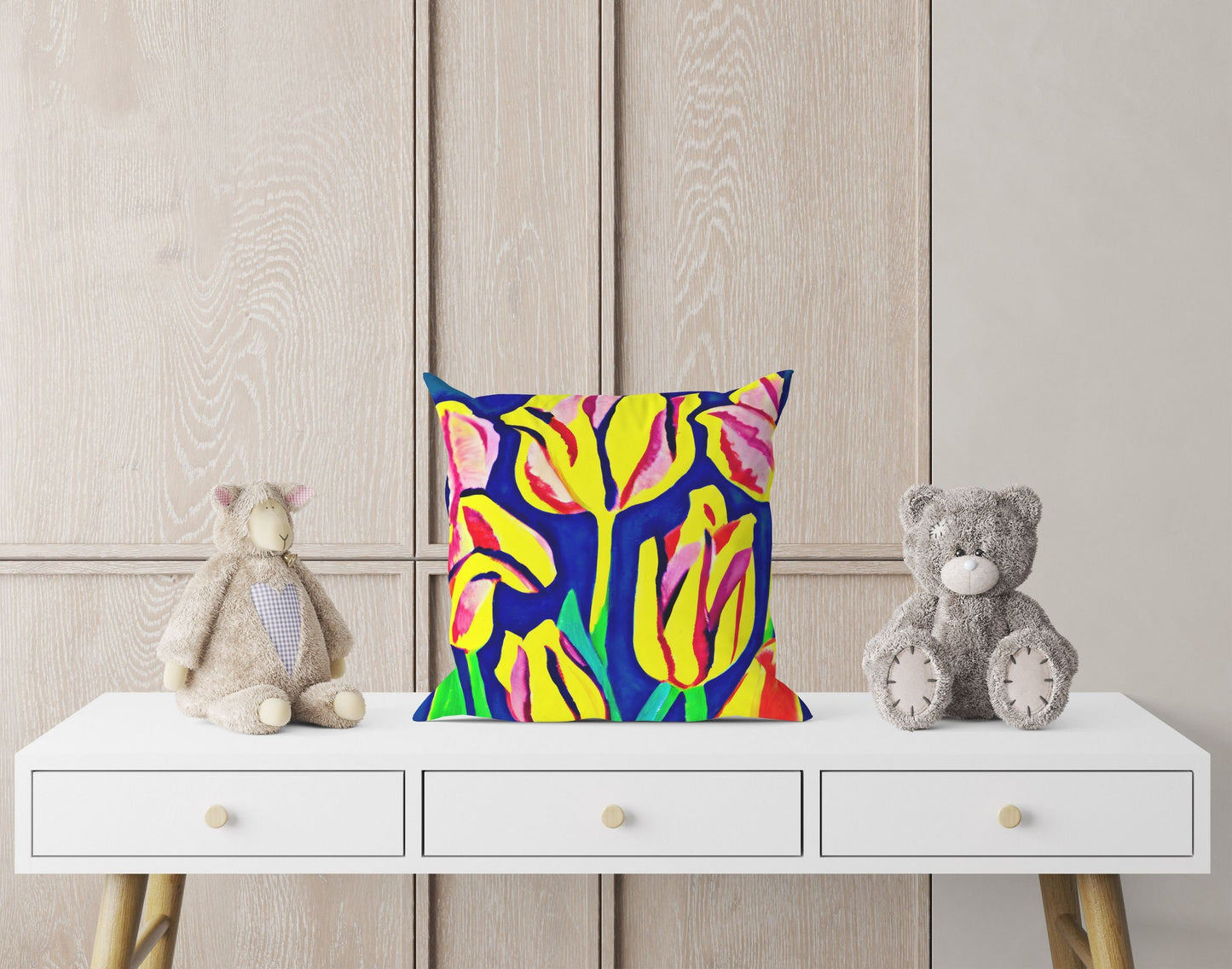 Tulips Throw Pillow, Floral Pillow, Comfortable, Colorful Pillow Case, Watercolor Pillow Case, Square Pillow, Christmas Pillow, Sofa Pillows