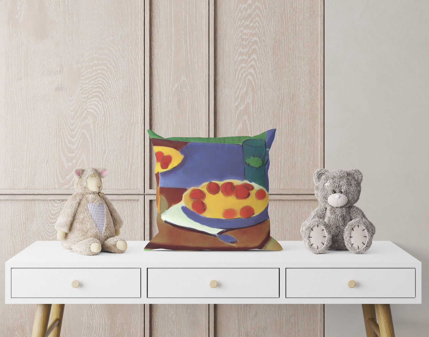 Bread And Drink Pillow Case, Abstract Throw Pillow, Designer Pillow, Colorful Pillow Case, Contemporary Pillow, 24X24 Pillow Case