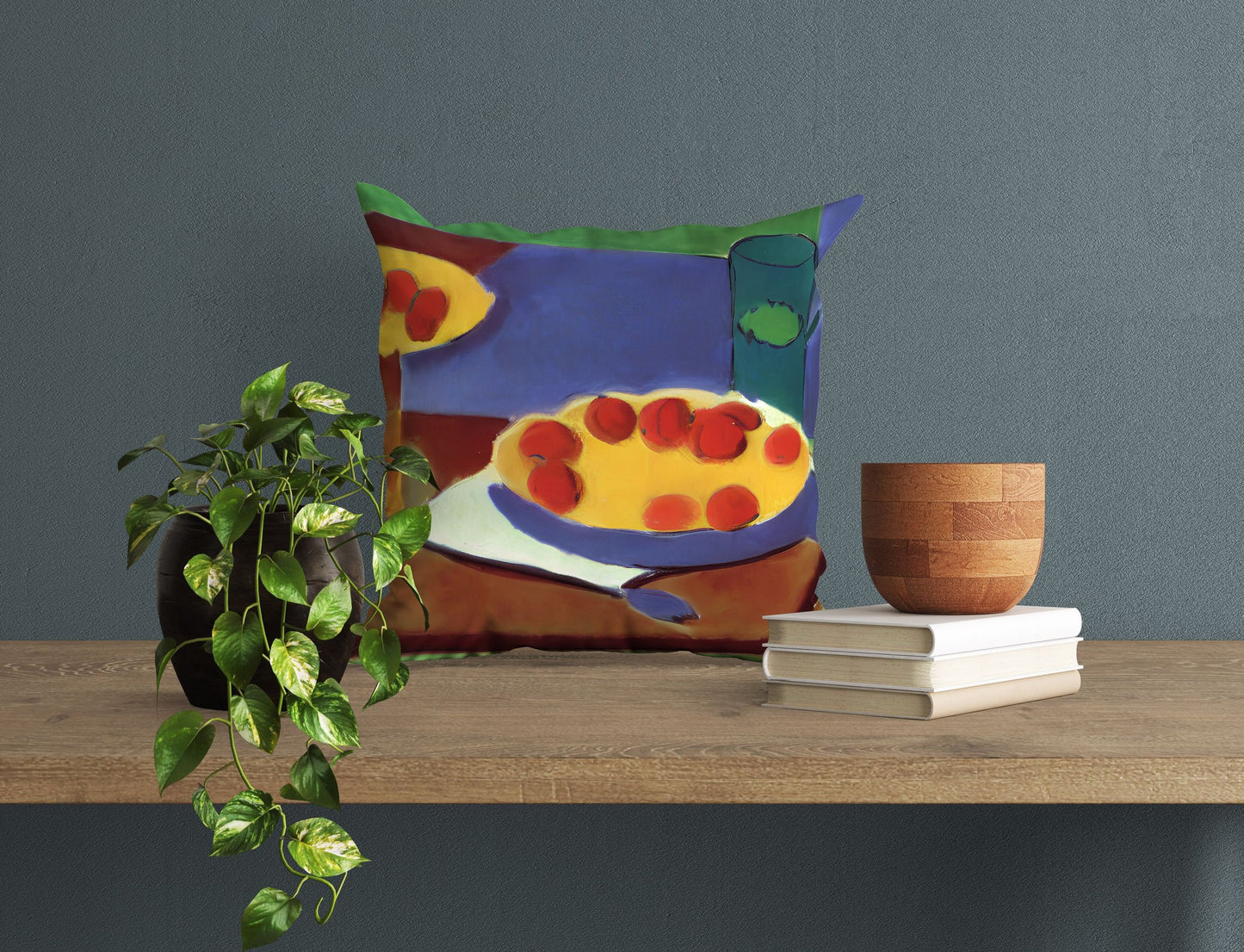 Bread And Drink Pillow Case, Abstract Throw Pillow, Designer Pillow, Colorful Pillow Case, Contemporary Pillow, 24X24 Pillow Case