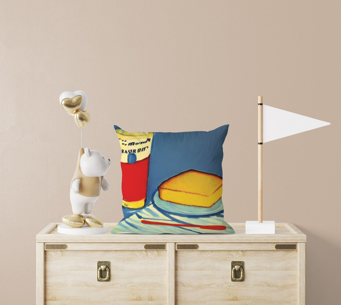 Bread And Drink Toss Pillow, Abstract Pillow, Artist Pillow, Colorful Pillow Case, Modern Pillow, 20X20 Pillow Cover, Home Decor Pillow
