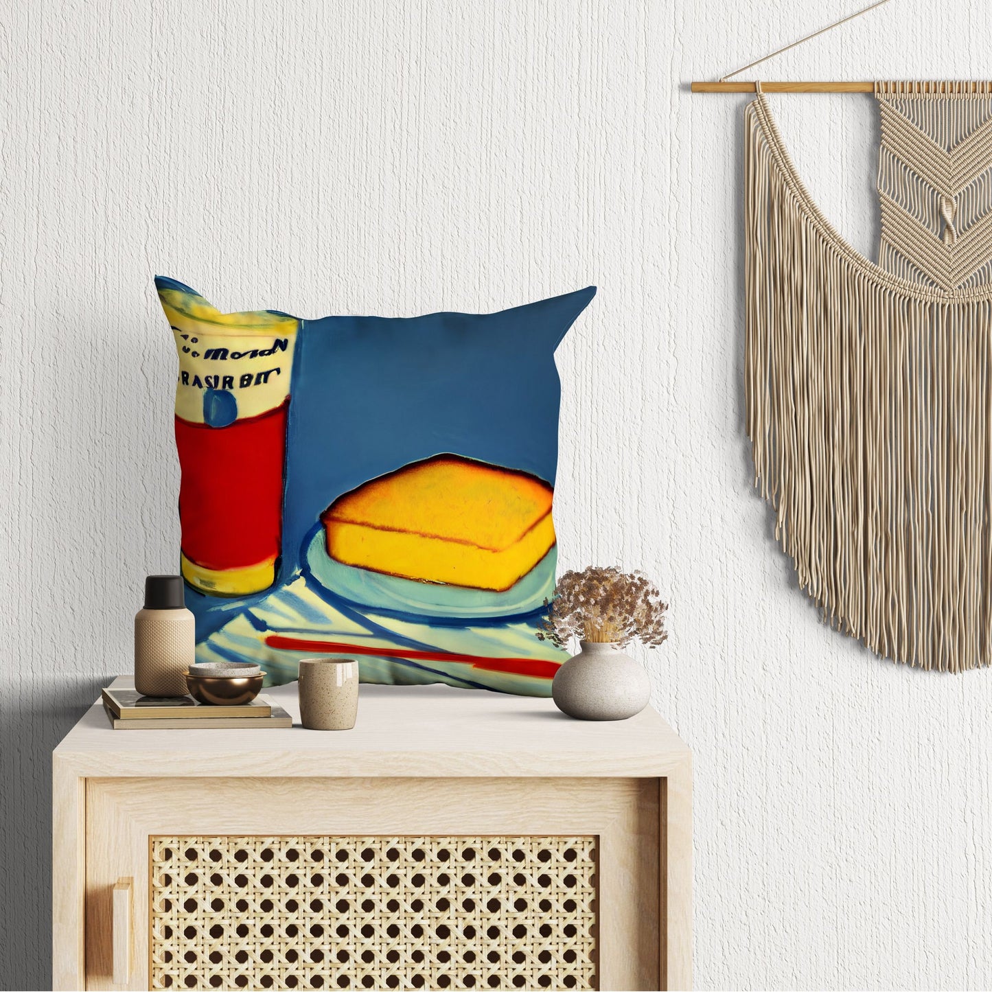 Bread And Drink Toss Pillow, Abstract Pillow, Artist Pillow, Colorful Pillow Case, Modern Pillow, 20X20 Pillow Cover, Home Decor Pillow