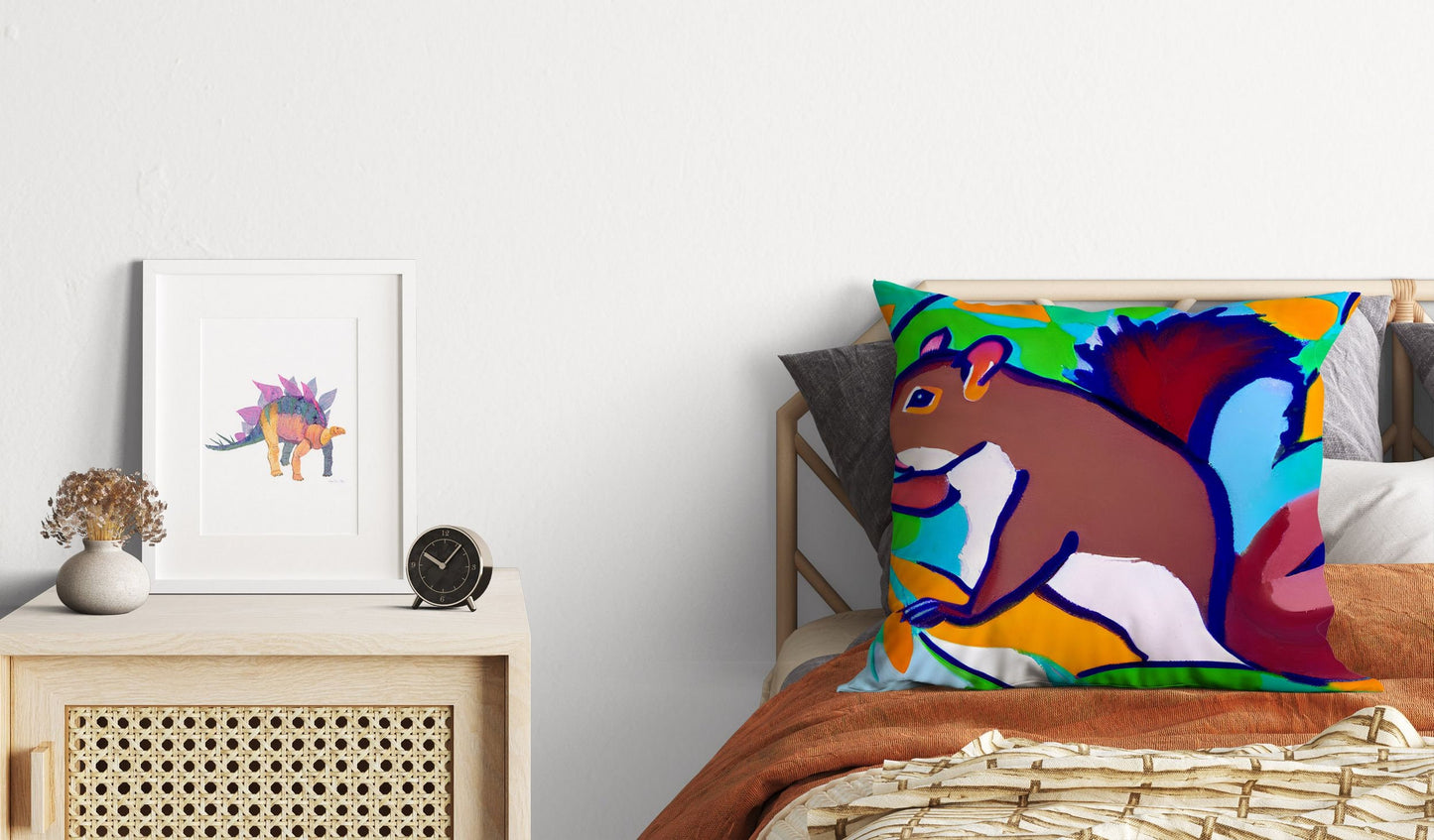Squirrel Decorative Pillow, Abstract Pillow, Art Pillow, Colorful Pillow Case, Modern Pillow, 20X20 Pillow Cover, Housewarming Gift