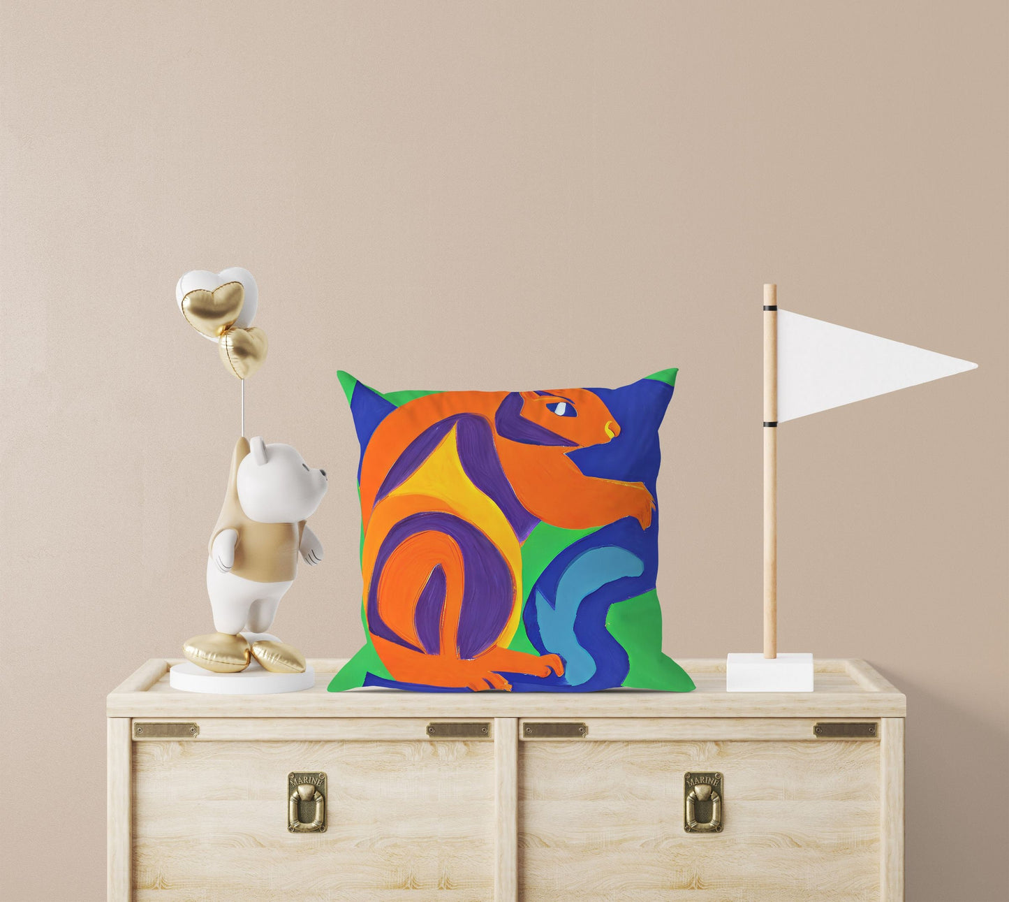 Squirrel, Decorative Pillow, Abstract Throw Pillow Cover, Artist Pillow, Colorful Pillow Case, Beautiful Pillow, Large Pillow Cases
