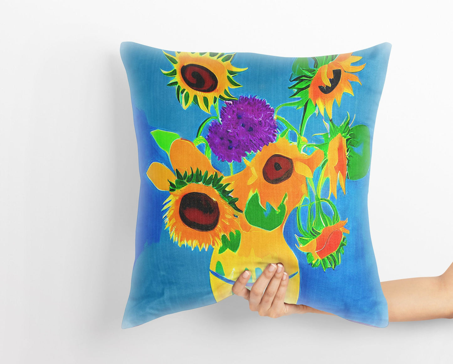 Sunflowers Decorative Pillow, Abstract Floral Pillow Covers, Artist Pillow, Colorful Pillow Case, Contemporary Pillow, 20X20 Pillow Cover